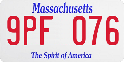MA license plate 9PF076