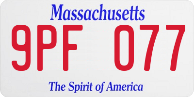 MA license plate 9PF077
