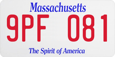 MA license plate 9PF081