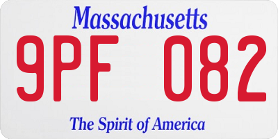 MA license plate 9PF082