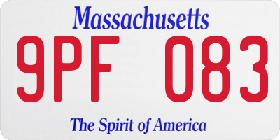 MA license plate 9PF083
