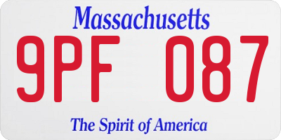 MA license plate 9PF087