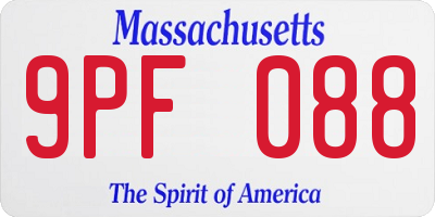MA license plate 9PF088
