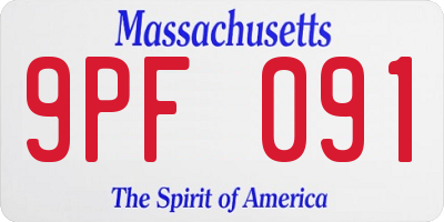 MA license plate 9PF091