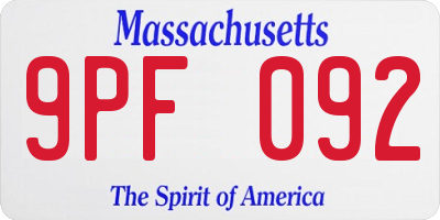 MA license plate 9PF092