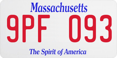 MA license plate 9PF093