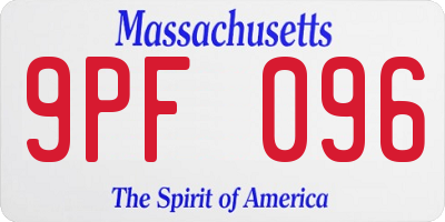MA license plate 9PF096