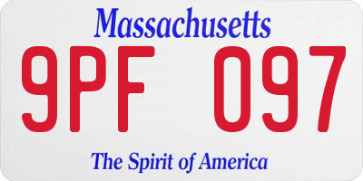 MA license plate 9PF097