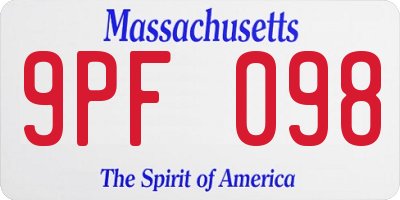 MA license plate 9PF098