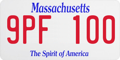 MA license plate 9PF100