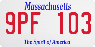 MA license plate 9PF103
