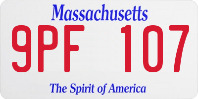 MA license plate 9PF107