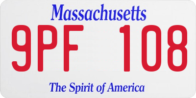MA license plate 9PF108