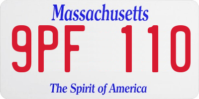 MA license plate 9PF110
