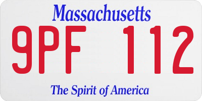 MA license plate 9PF112