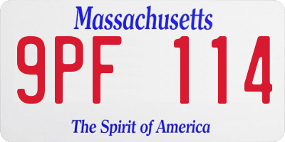 MA license plate 9PF114