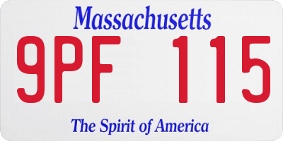 MA license plate 9PF115
