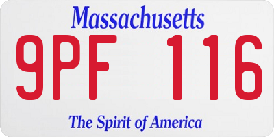MA license plate 9PF116