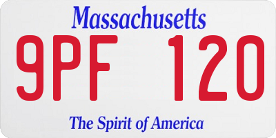 MA license plate 9PF120