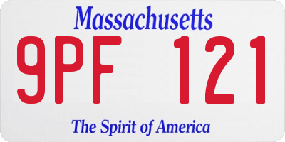 MA license plate 9PF121