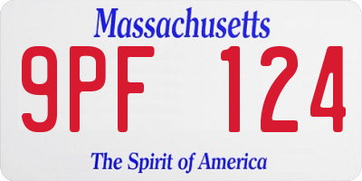 MA license plate 9PF124
