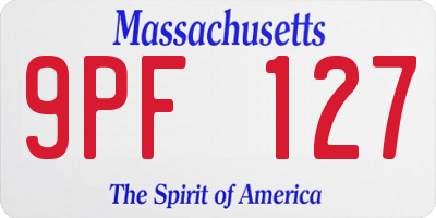 MA license plate 9PF127