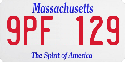 MA license plate 9PF129