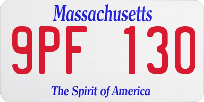 MA license plate 9PF130
