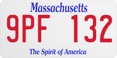MA license plate 9PF132
