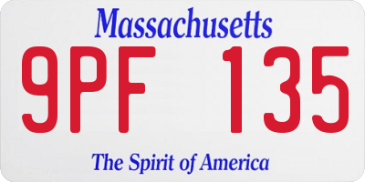 MA license plate 9PF135