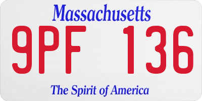 MA license plate 9PF136