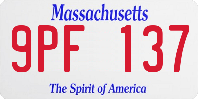 MA license plate 9PF137