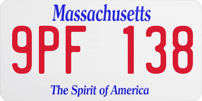 MA license plate 9PF138