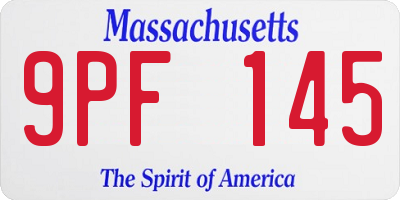 MA license plate 9PF145