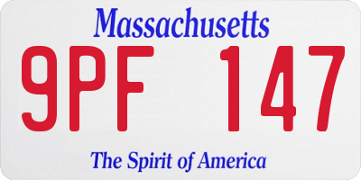 MA license plate 9PF147