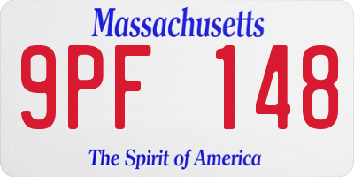 MA license plate 9PF148