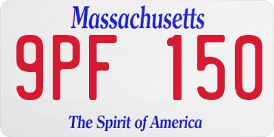 MA license plate 9PF150