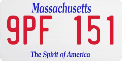 MA license plate 9PF151