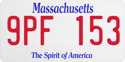MA license plate 9PF153
