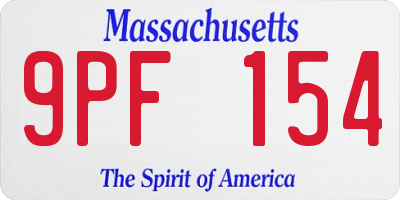 MA license plate 9PF154