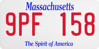MA license plate 9PF158