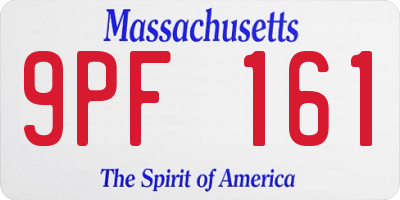 MA license plate 9PF161