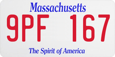 MA license plate 9PF167