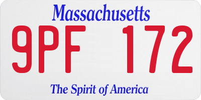 MA license plate 9PF172