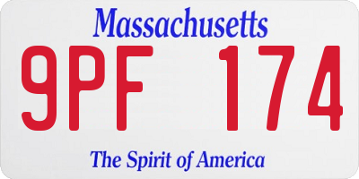 MA license plate 9PF174