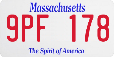 MA license plate 9PF178