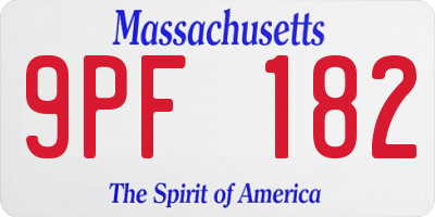 MA license plate 9PF182