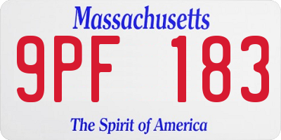 MA license plate 9PF183