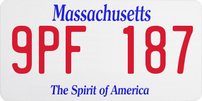 MA license plate 9PF187