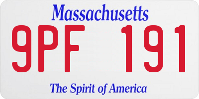 MA license plate 9PF191